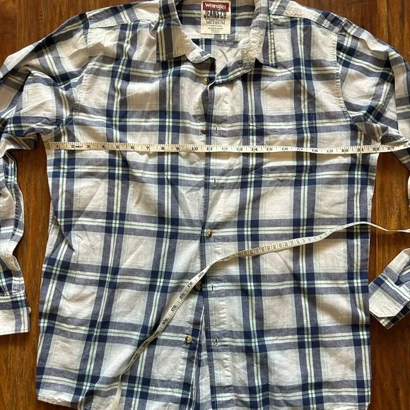 Wrangler Jeans CO. Button Up Shirt Men's Medium Long Sleeve Multi Plaid Cotton - Picture 6 of 7